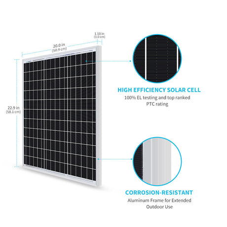 50 Watt 12 Volt Monocrystalline Solar Panel (New Edition)