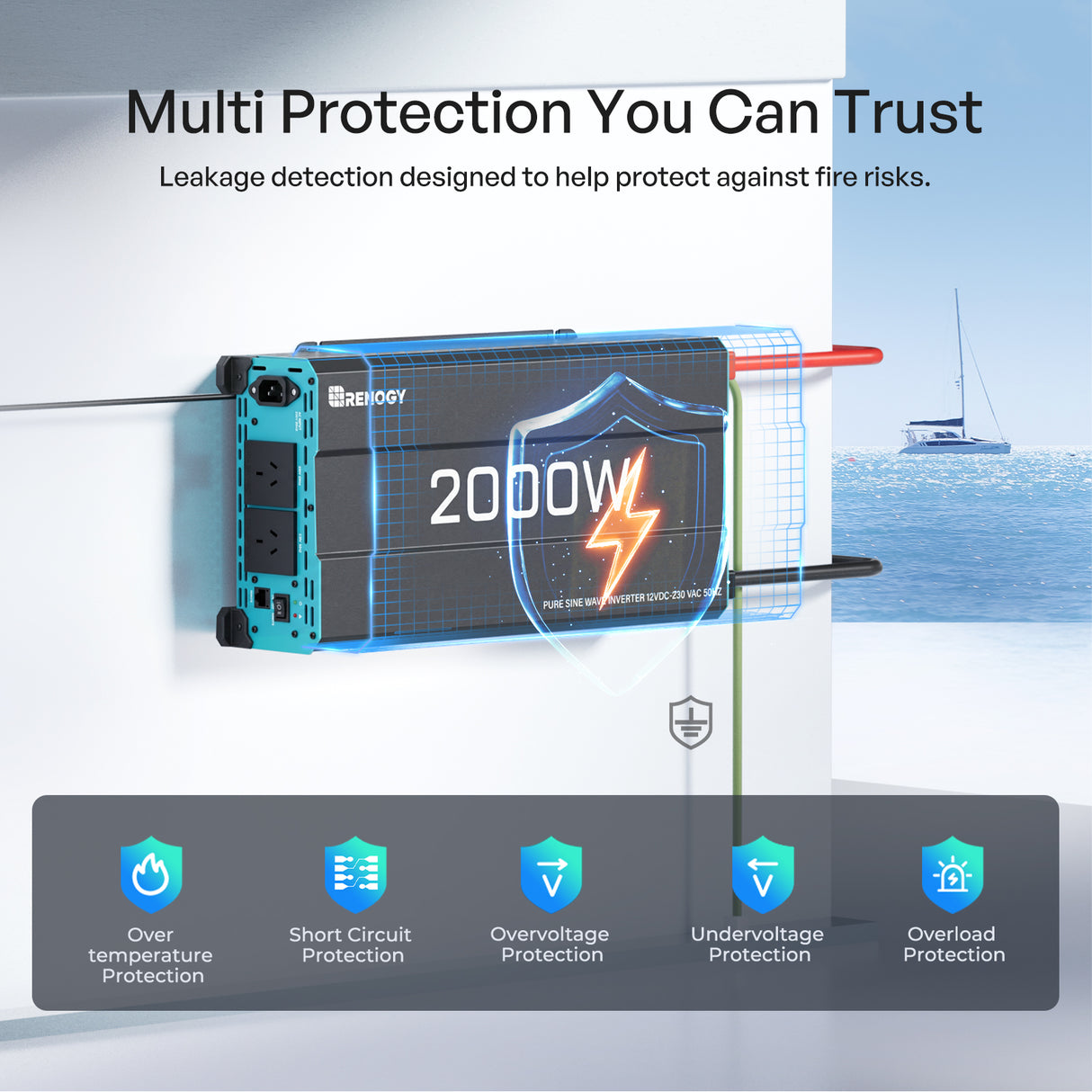 2000W 12V to 230V/240V Pure Sine Wave Inverter (with UPS Function)