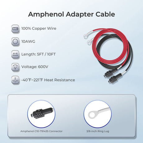 RENOGY Amphenol Adapter Cable( Amphenol - 3/8 in Lugs)