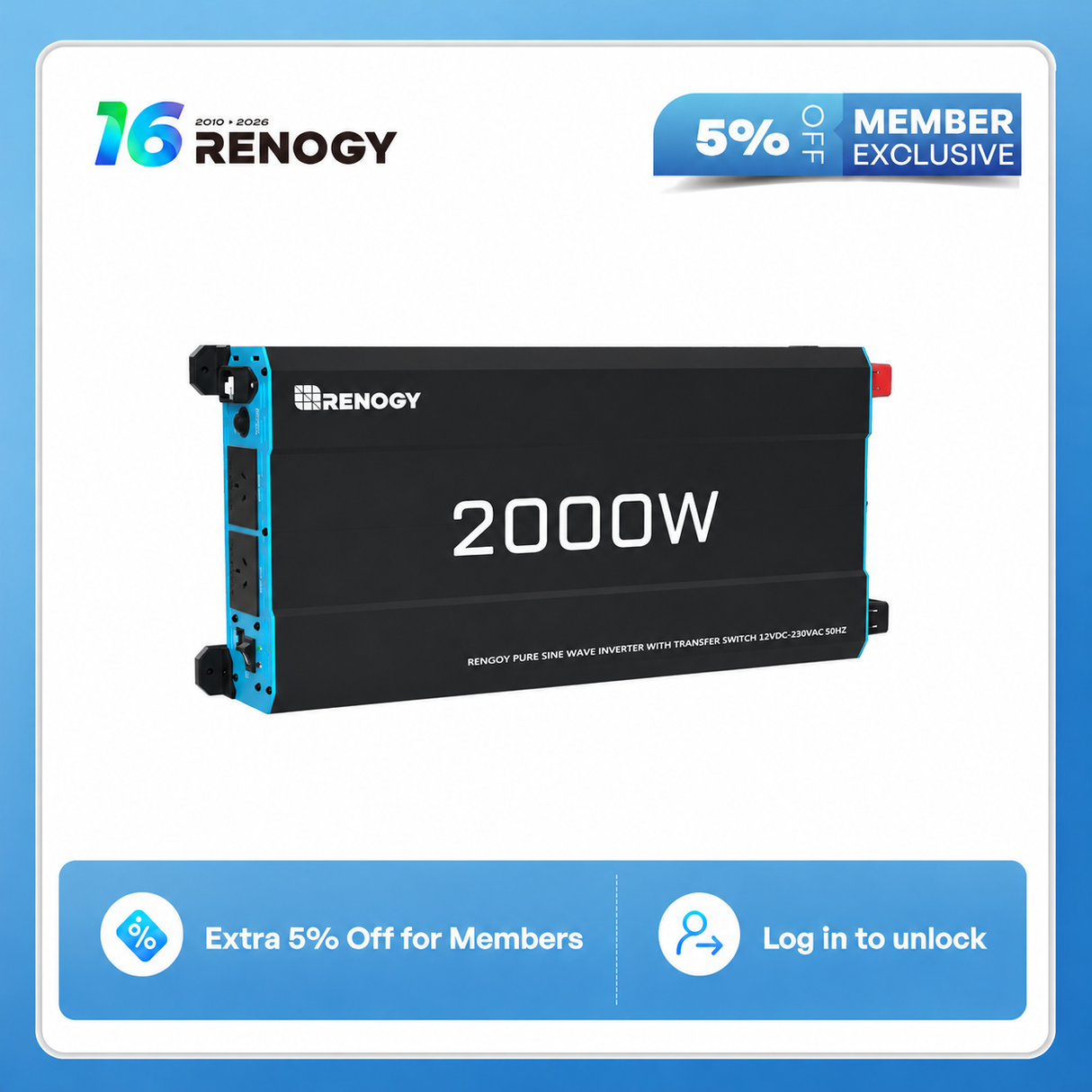 2000W 12V to 230V/240V Pure Sine Wave Inverter (with UPS Function)