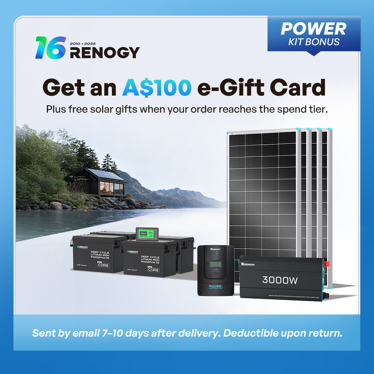 Renogy 10.24kWh Off-Grid Power Kit | 3000W Inverter, 60A MPPT