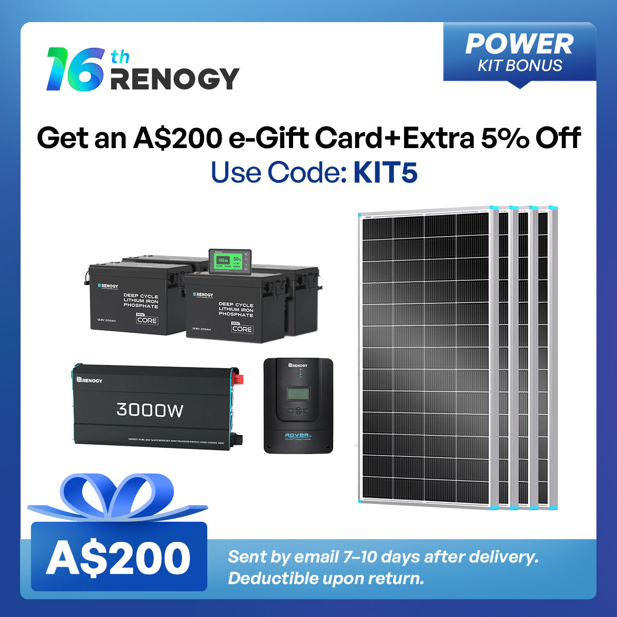Renogy 10.24kWh Off-Grid Power Kit | 3000W Inverter, 60A MPPT