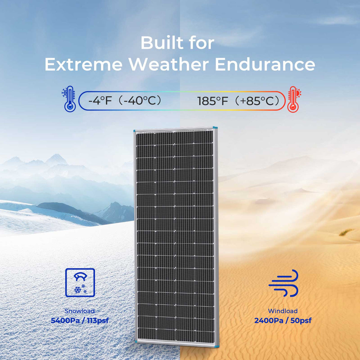 200 Watt 12 Volt Monocrystalline Solar Panel Endure Extreme Weather