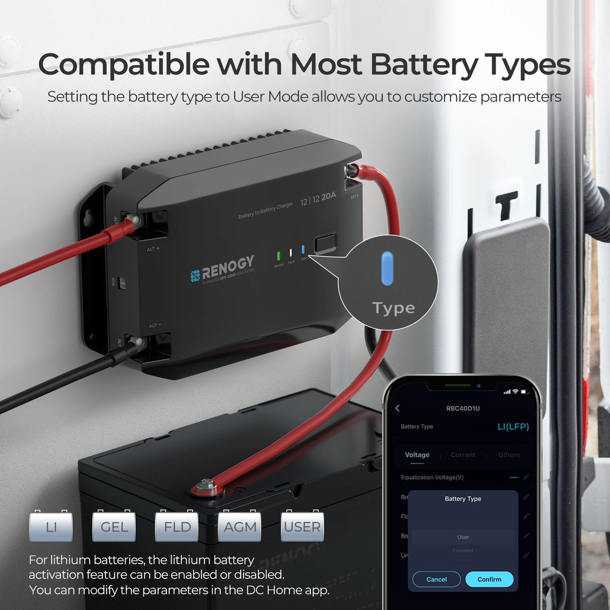 Renogy 12V 20A DC to DC Battery Charger