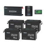 Renogy 10.24kWh Off-Grid Caravan Power Kit (12V) | 4×200Ah LiFePO₄ + 3000W Inverter-Charger + 60A MPPT + 500A Shunt | Optional 800W N-Type Solar