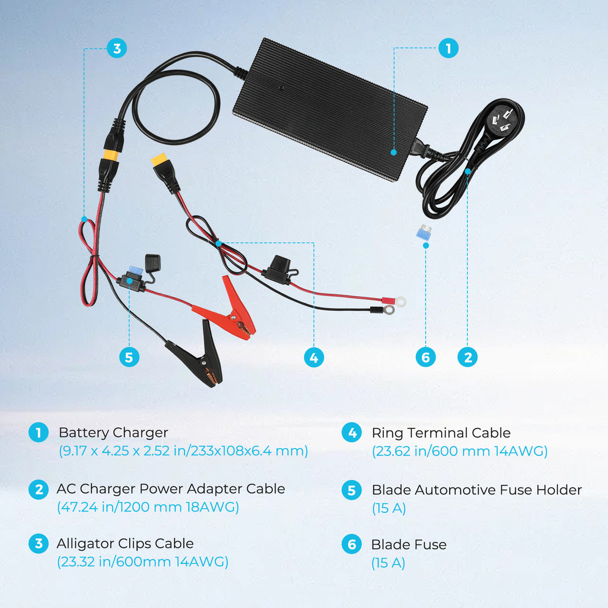 10A AC-to-DC LFP Portable Battery Charger