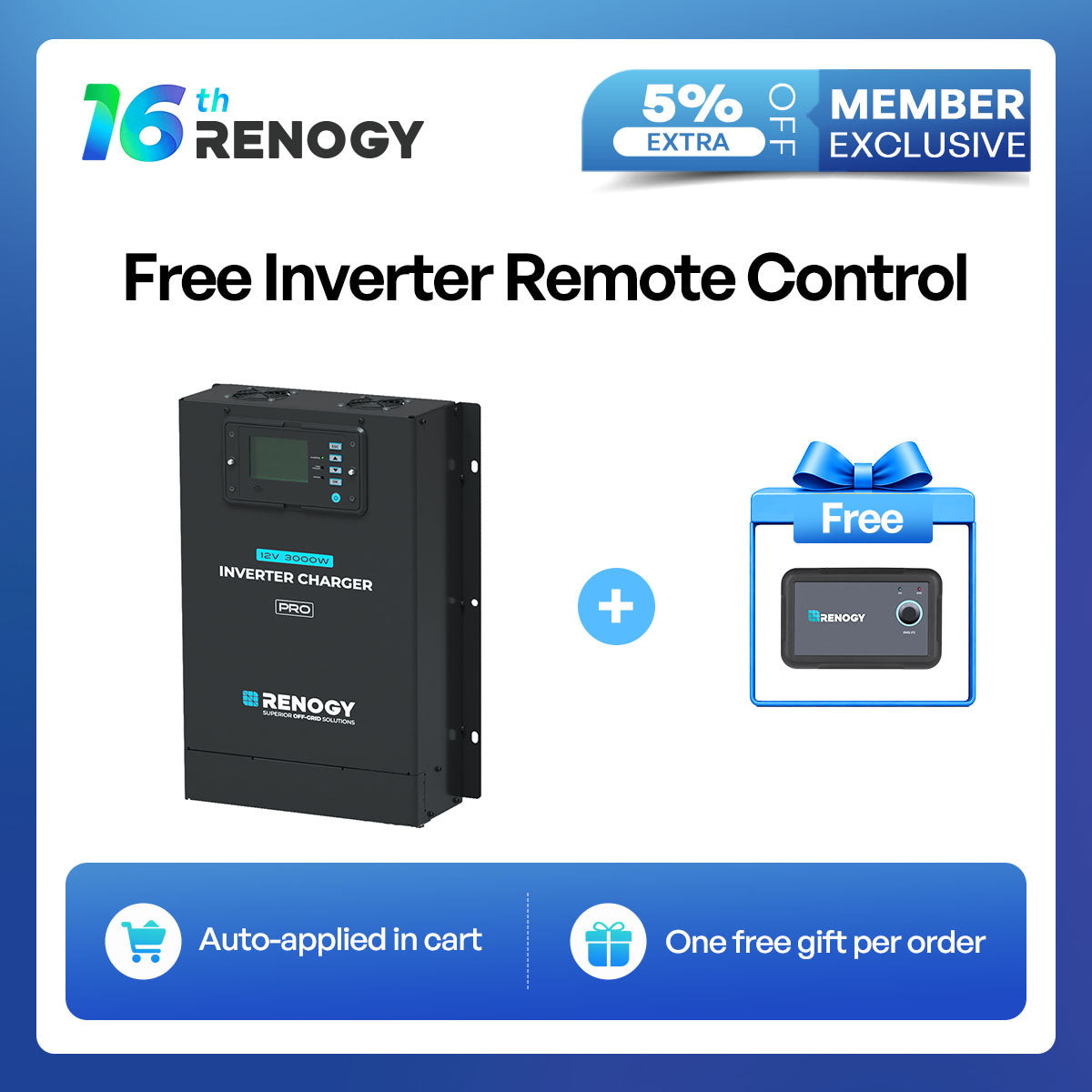 Renogy Pro 12V 3000W HF Inverter Charger