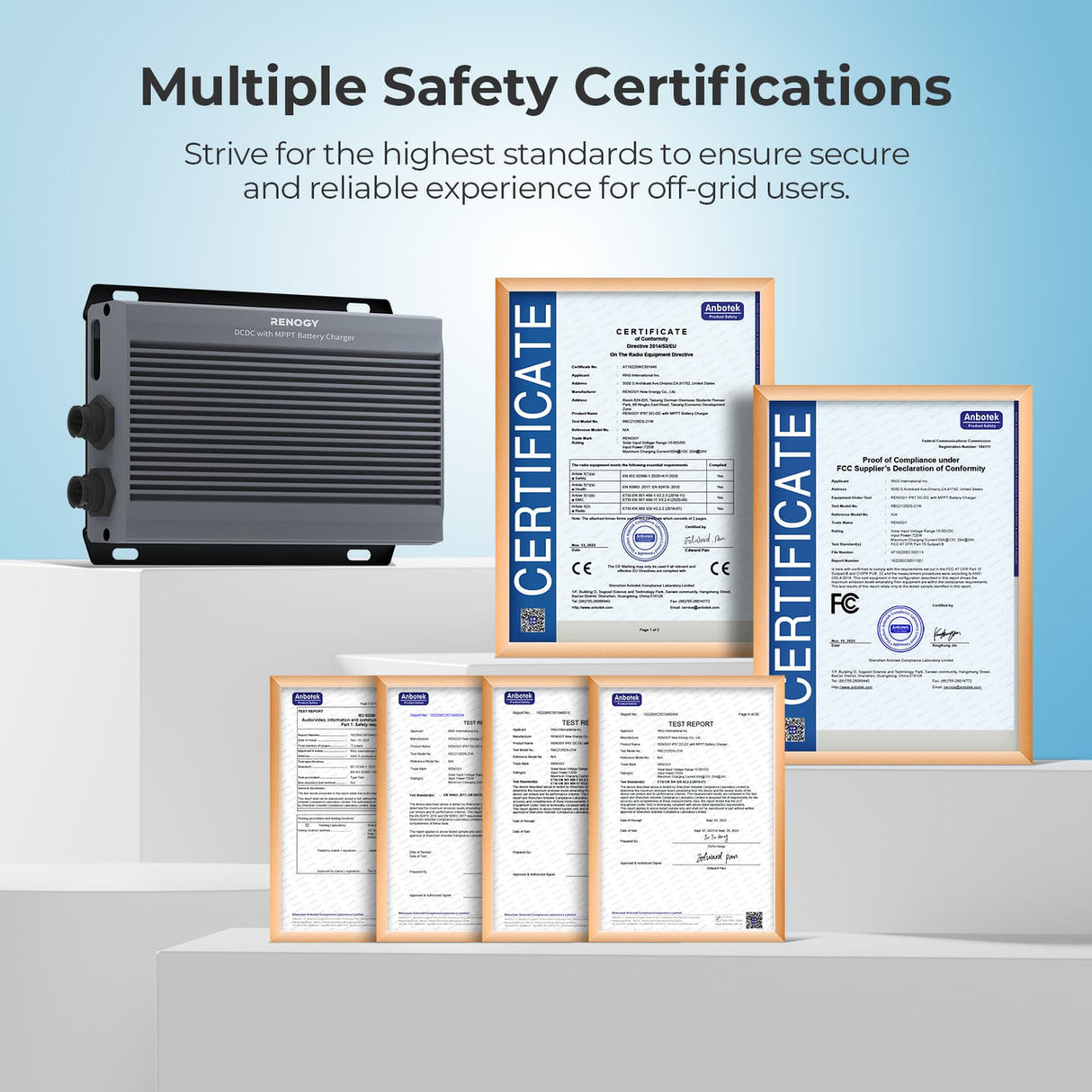 Renogy IP67 50A DC-DC Battery Charger with Multilabel Safety Certification
