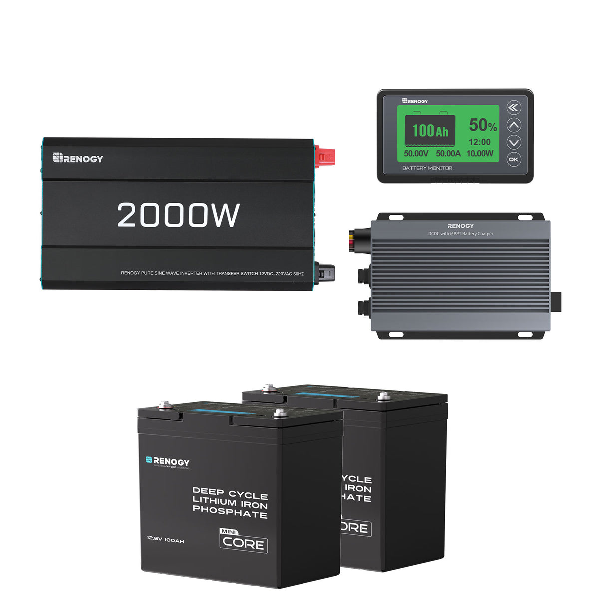 2.56kWh Off-Road 4WD Off-Grid Power Kit | 2000W Inverter, 50A DC-DC w/ MPPT, ShadowFlux Panels