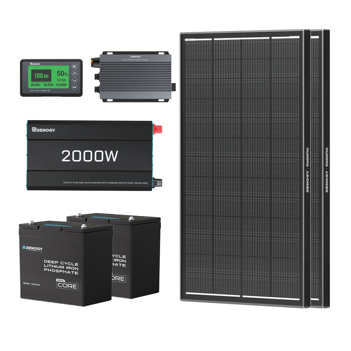 2.56kWh Off-Road 4WD Off-Grid Power Kit | 2000W Inverter, 50A DC-DC w/ MPPT, ShadowFlux Panels