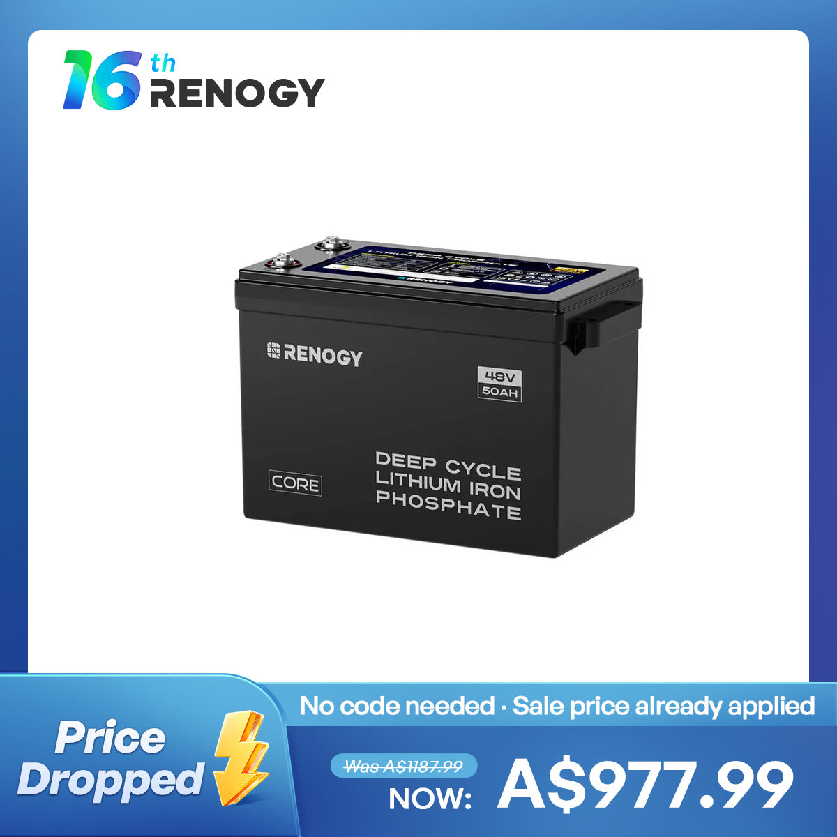48V 50Ah Core Series Deep Cycle Lithium Iron Phosphate Battery