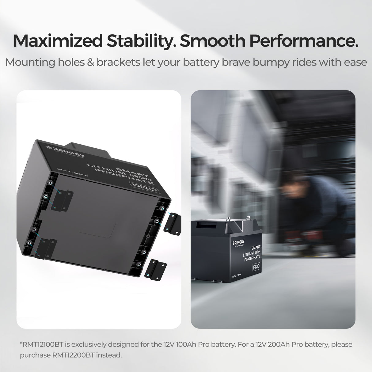 12V 100Ah Pro Deep Cycle Lithium Iron Phosphate Battery w/Bluetooth & Self-heating Function