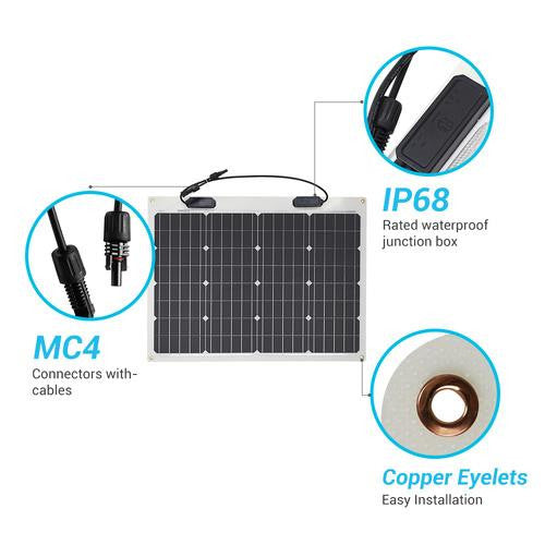 50 Watt 12 Volt Flexible Monocrystalline Solar Panel