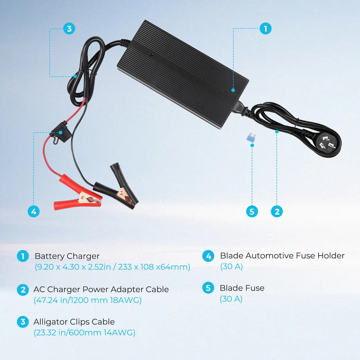 20A  240V AC to DC Lithium Iron Phosphate Battery Charger
