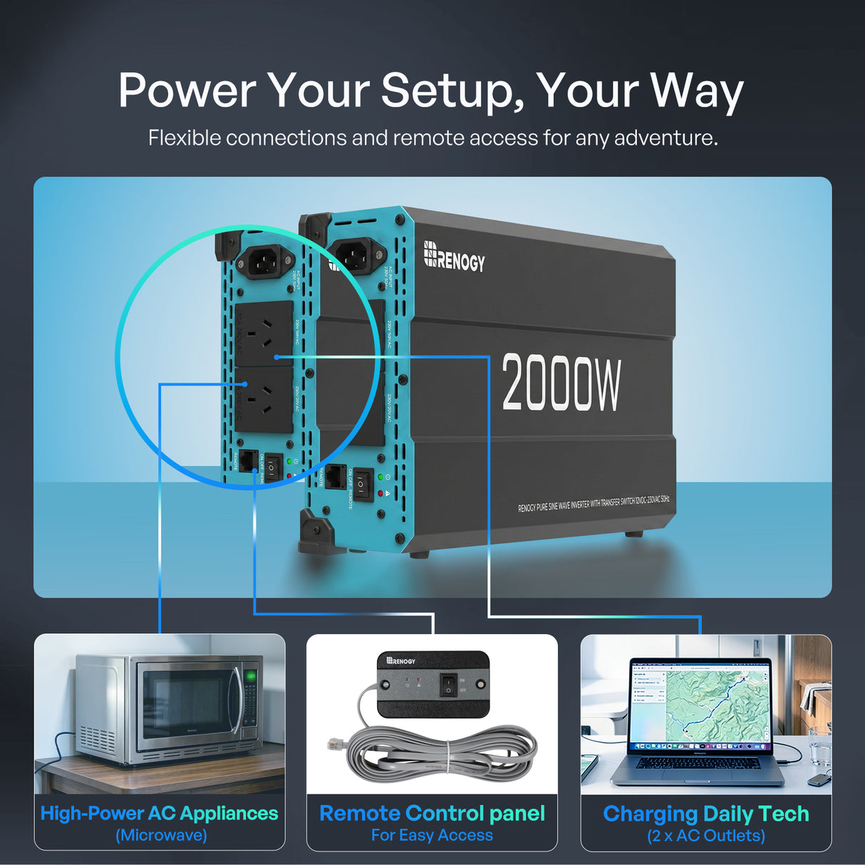 2000W 12V to 230V/240V Pure Sine Wave Inverter (with UPS Function)