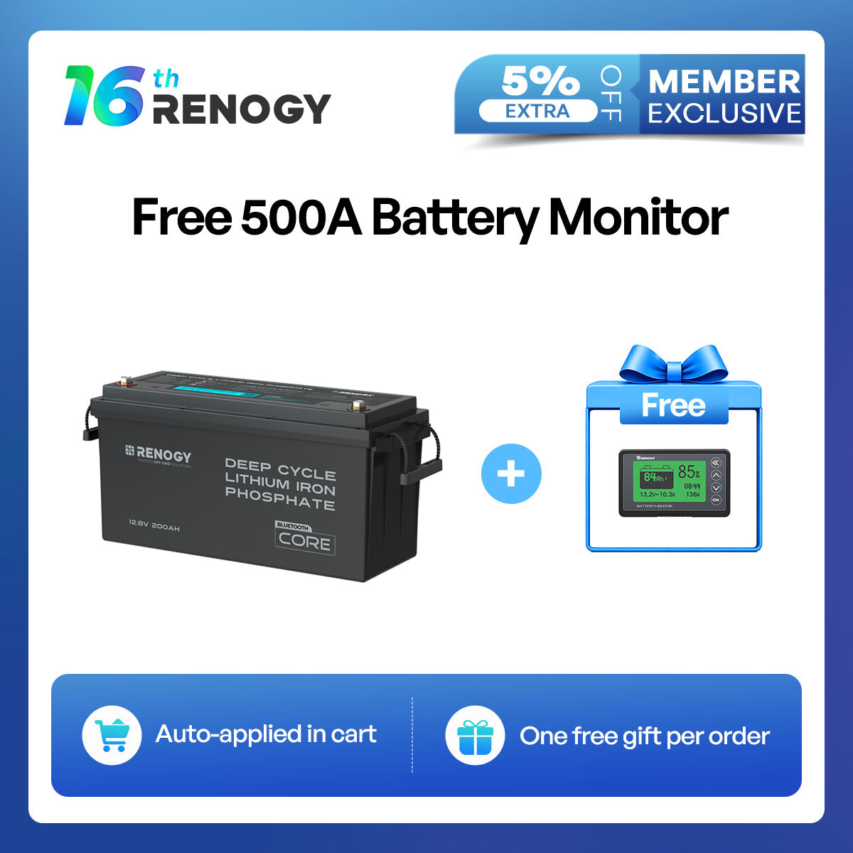 12V 200Ah Lithium Iron Phosphate Battery with Bluetooth | Core Series