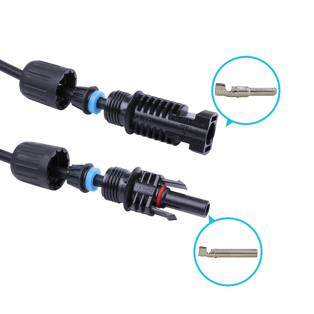 Solar Extension Cables With PV Connectors One Pair Red+Black