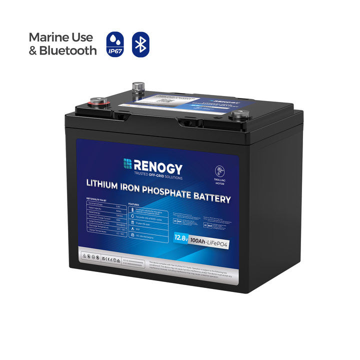 Renogy 12V 100Ah Trolling Motor Group 24 LiFePO4 Battery w/ Bluetooth