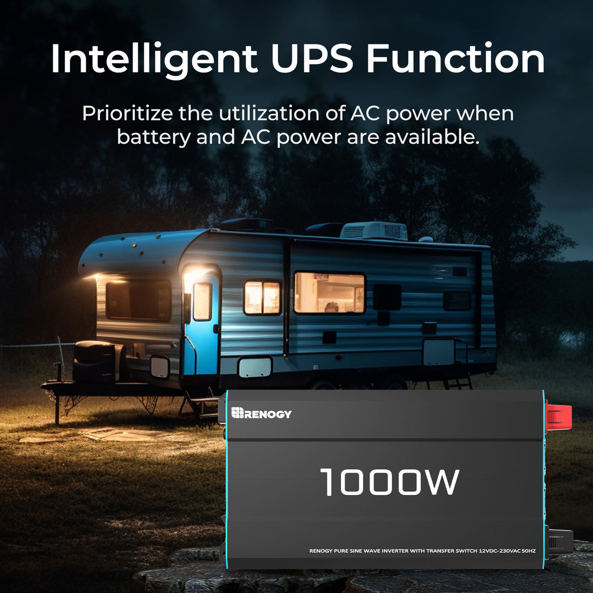 Renogy 1000W Pure Sine Wave Inverter Intelligent UPS Function