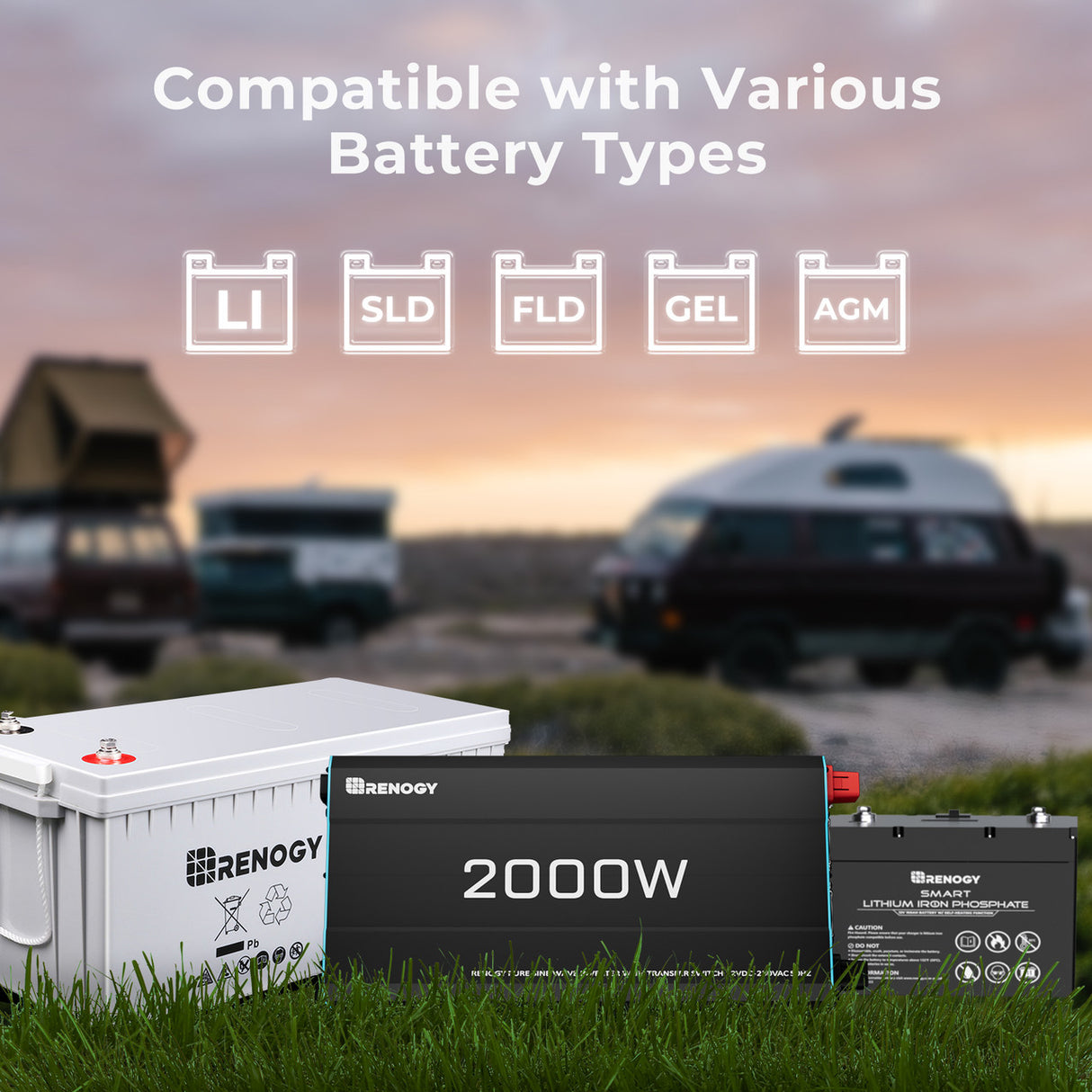 Renogy 2000W Inverter Compatible with All Batteries
