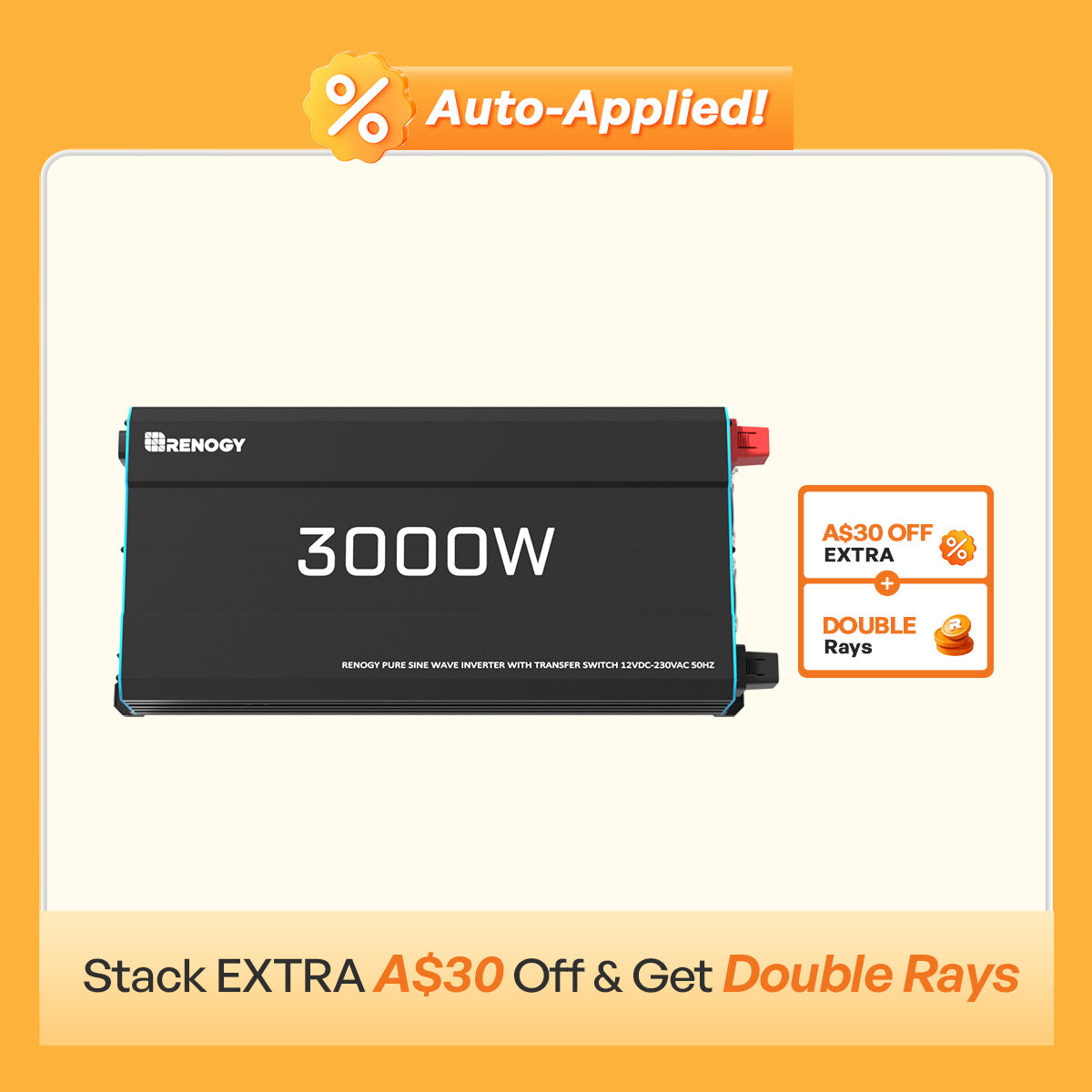 1000W/2000W/3000W 12V to 230V/240V Pure Sine Wave Inverter (with UPS Function)