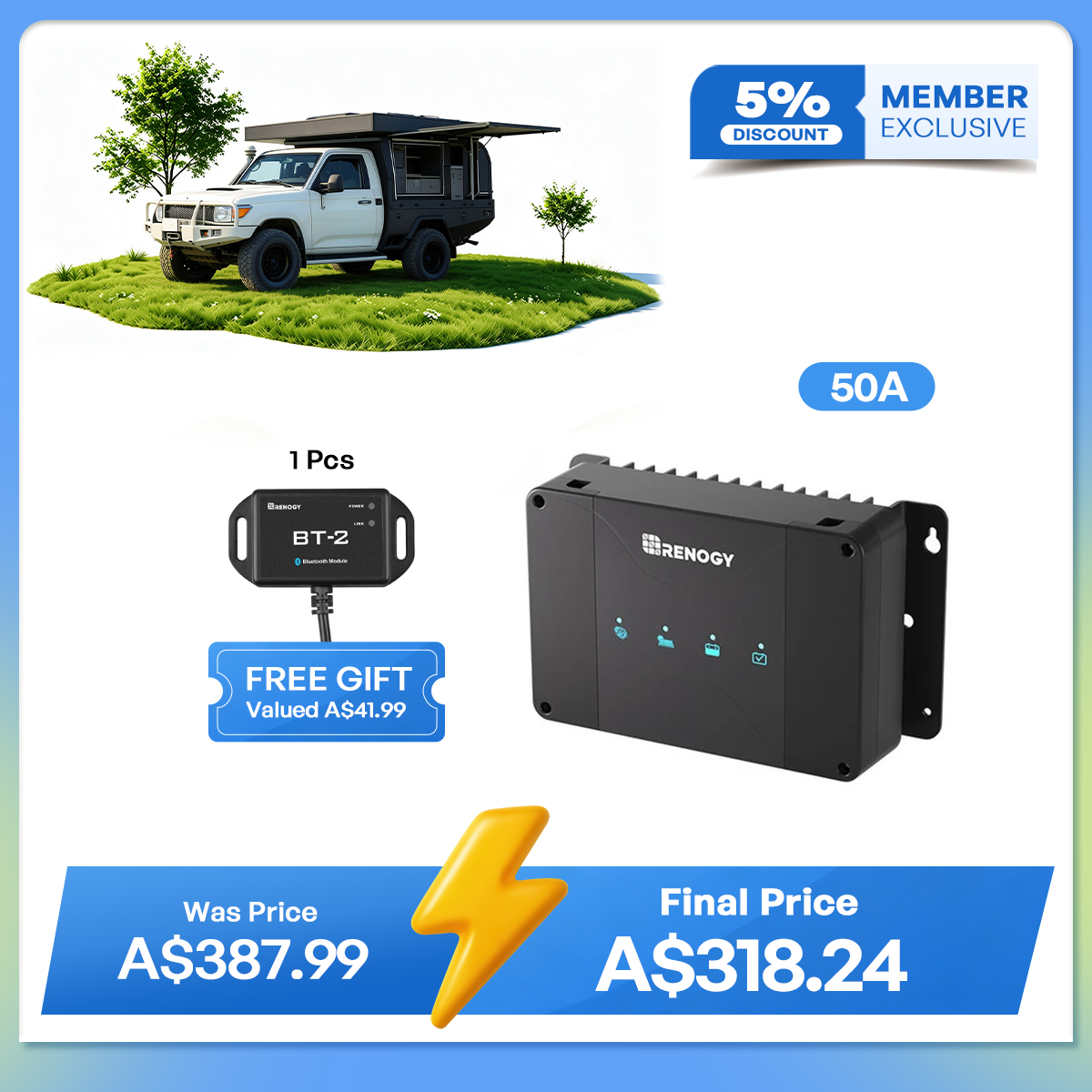 12V 30/50A DC-DC On-Board Battery Charger with MPPT