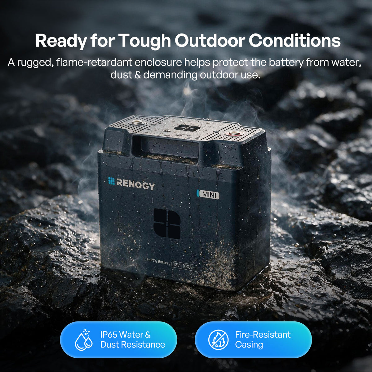 Reserve Mini Smart 12V 100Ah LiFePO4 Battery | Renogy AU