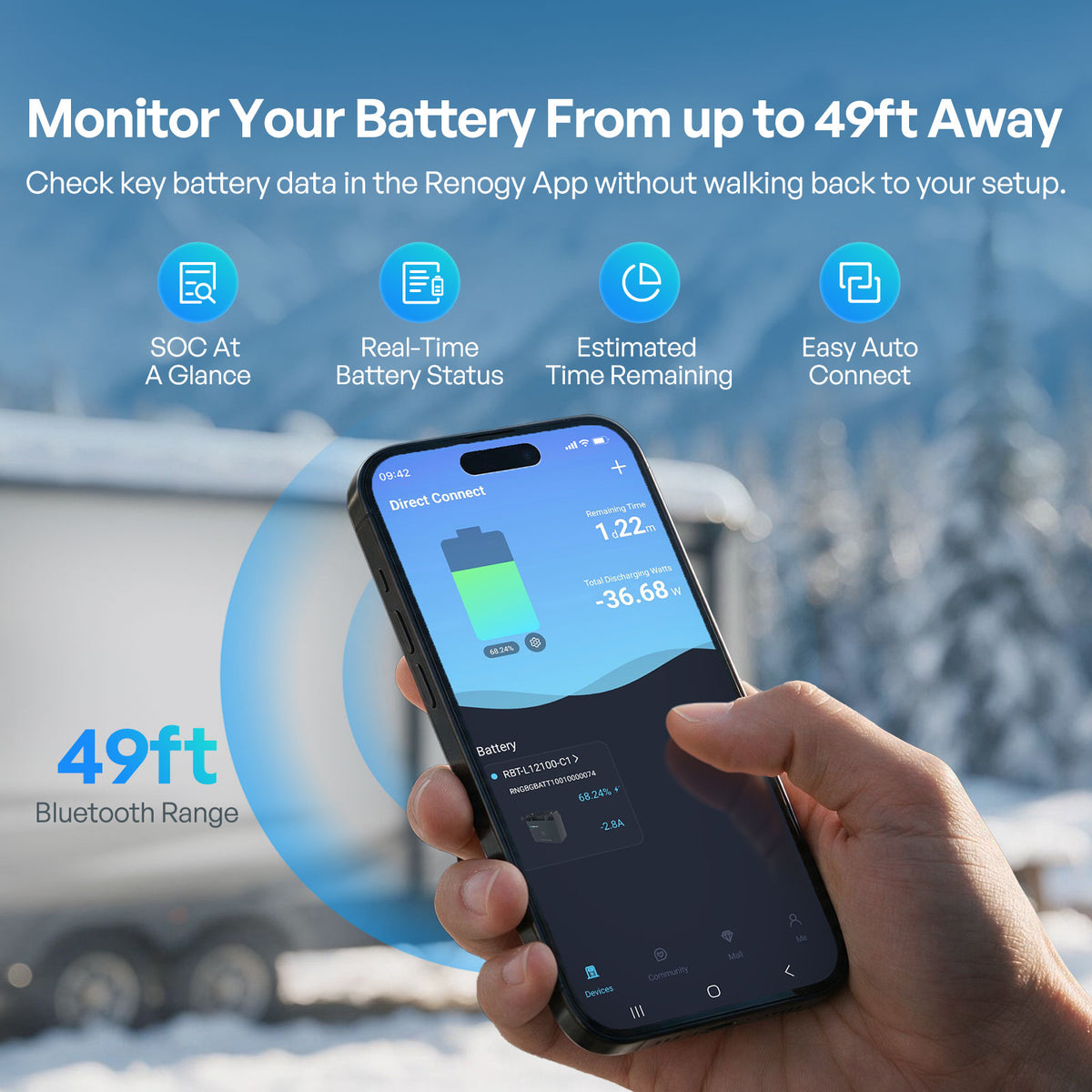 Reserve Mini Smart 12V 200Ah/300Ah LiFePO4 Battery | Renogy AU
