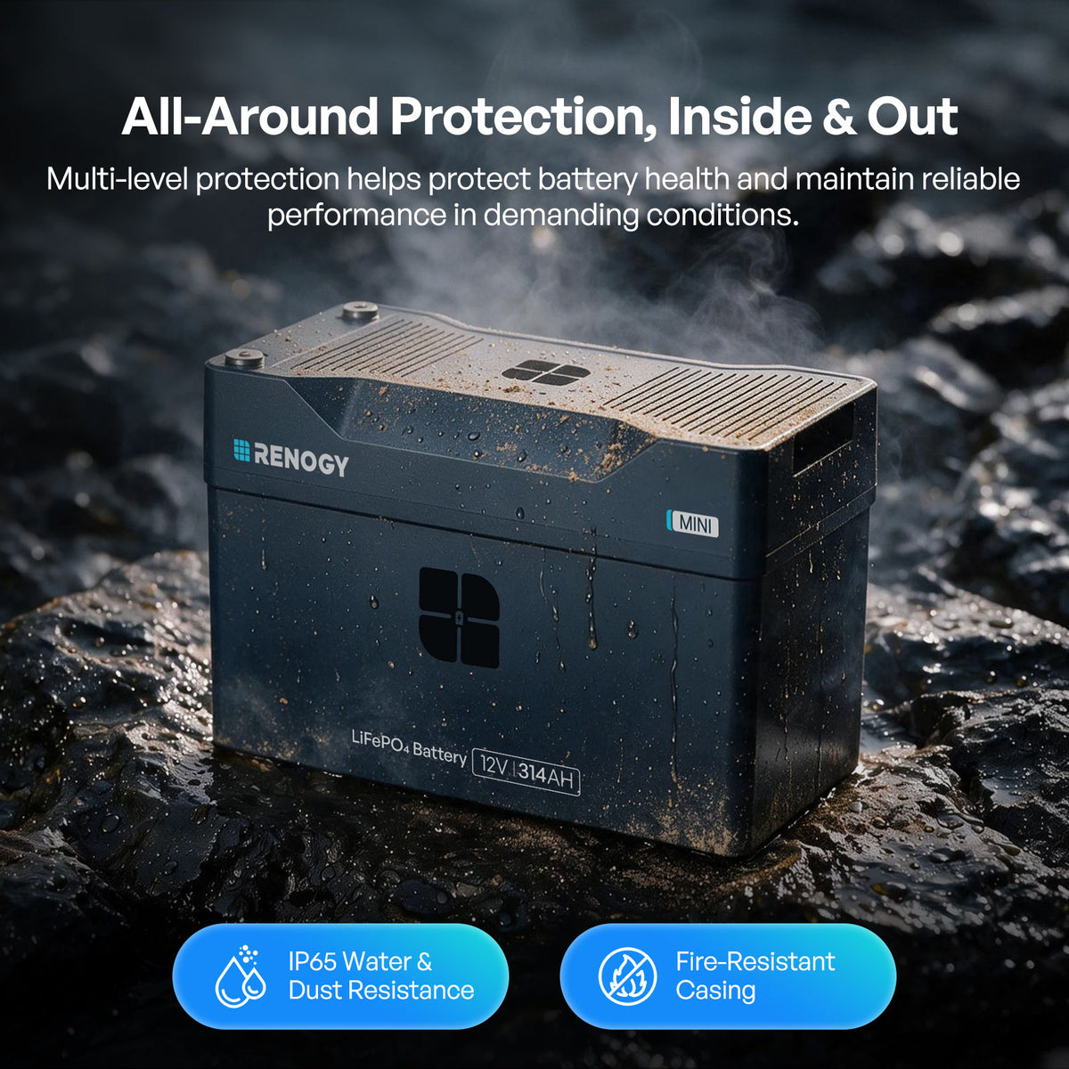 Reserve Mini Smart 12V 200Ah/300Ah LiFePO4 Battery | Renogy AU