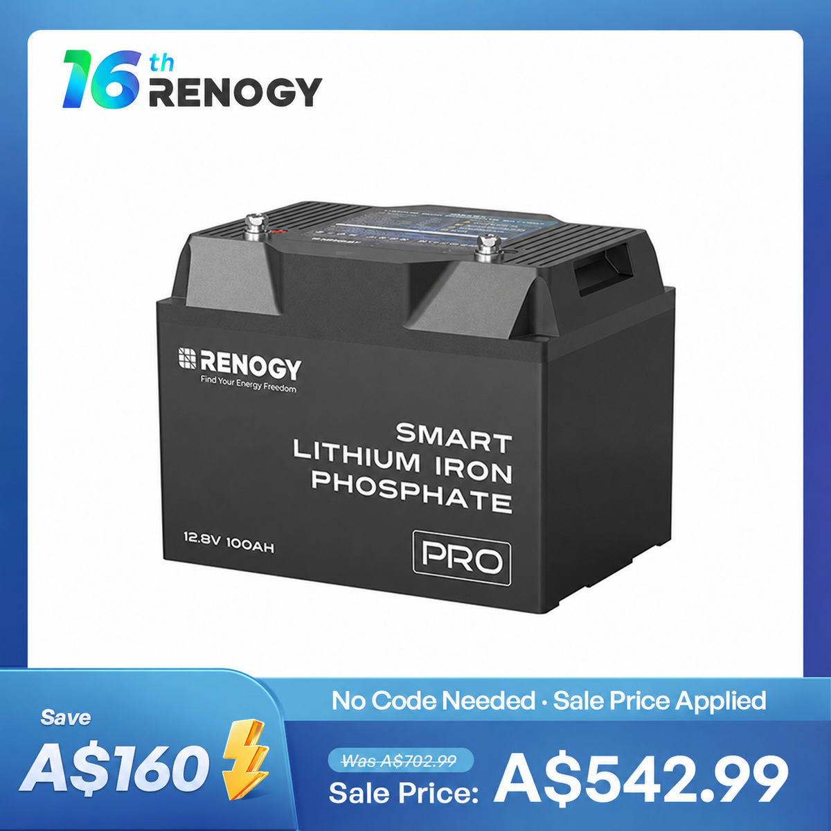 12V 100Ah Lithium Iron Phosphate Battery with Bluetooth & Self-Heating Function | Pro Series