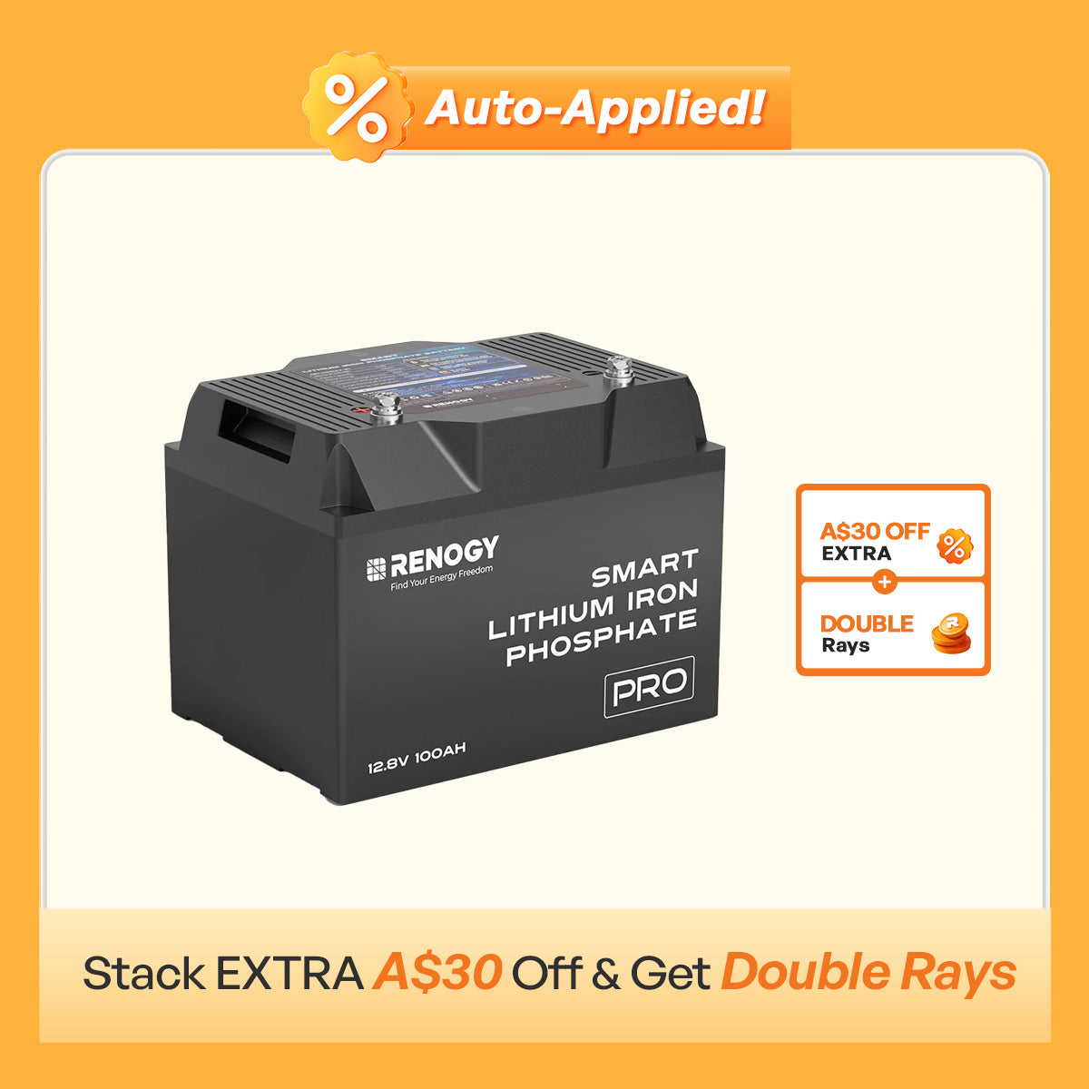12V 100Ah Lithium Iron Phosphate Battery with Bluetooth & Self-Heating Function | Pro Series