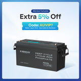 Renogy 200Ah Lithium Battery with Bluetooth App Monitoring - 12V LiFePO4 Deep Cycle Battery for Solar, RV, and Off-Grid Home Energy Storage | Core Series
