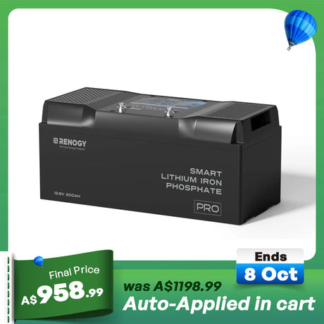 12V 200Ah Pro Deep Cycle Lithium Iron Phosphate Battery w/Bluetooth & Self-heating Function
