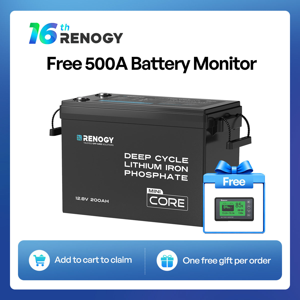Mini Size 12.8V 200Ah LiFePO4 Battery w/ Low-Temperature Protection