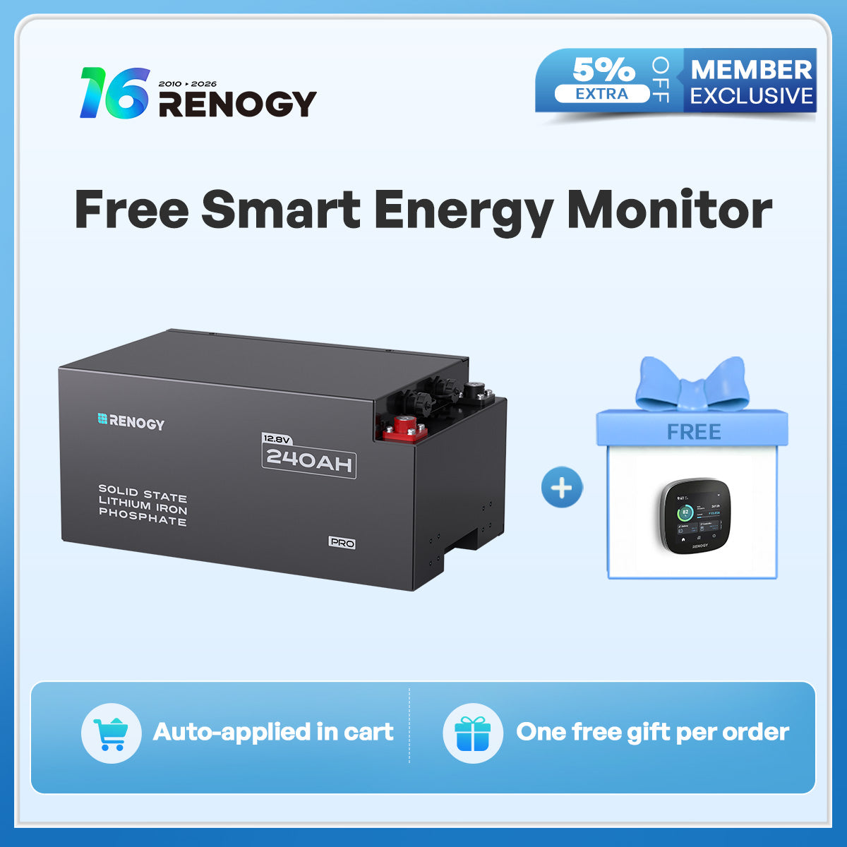 Renogy Pro S1 12V 240Ah LiFePO4 Battery