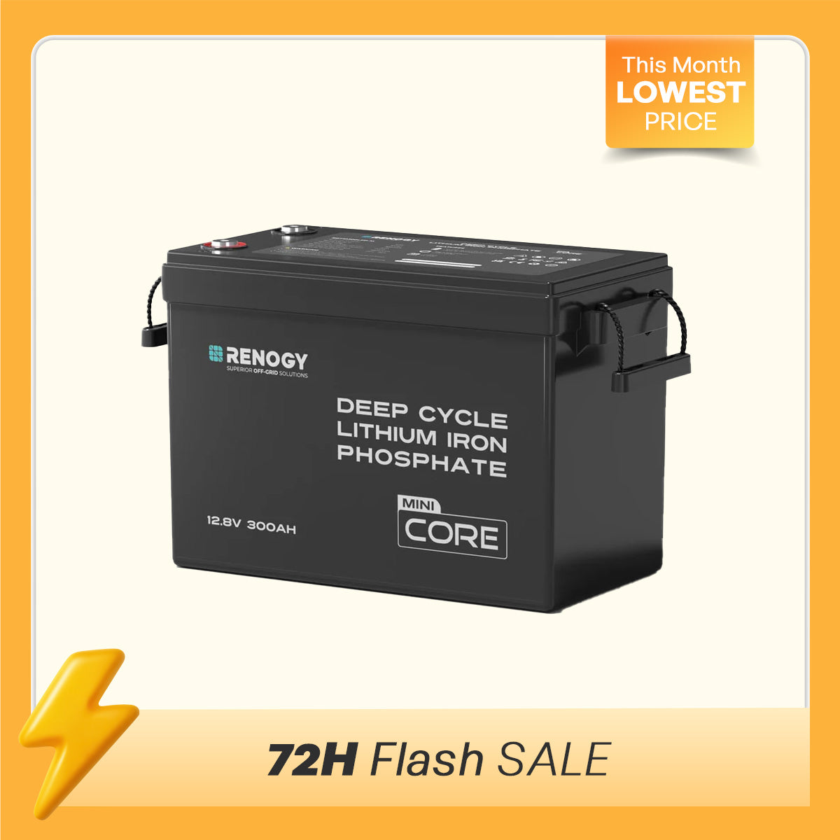 Renogy Core Mini 12.8V 300Ah Lithium Iron Phosphate Battery w/ Low-Temperature Protection