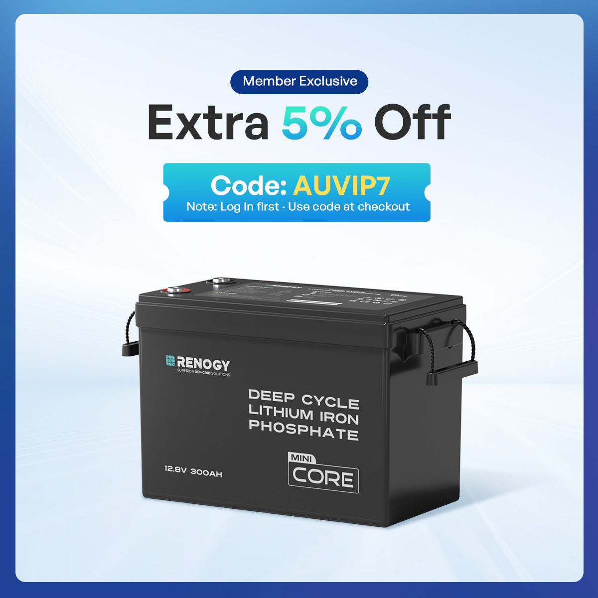 Renogy Core Mini 12.8V 300Ah Lithium Iron Phosphate Battery w/ Low-Temperature Protection
