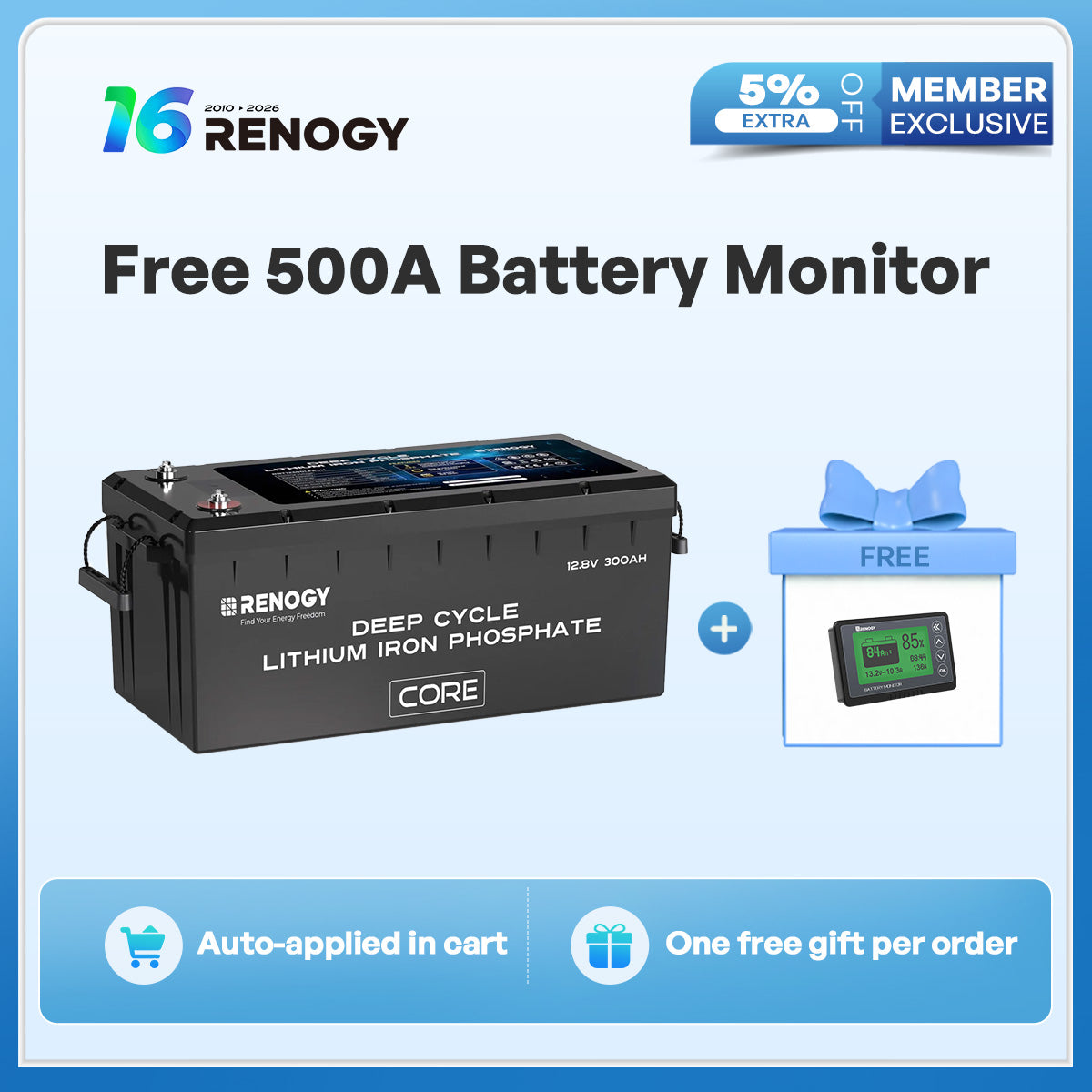 12V 300Ah Core Series Deep Cycle Lithium Iron Phosphate Battery w/Self-Heating | Core Series