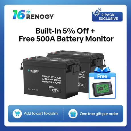 Renogy Core Mini 12.8V 300Ah Lithium Iron Phosphate Battery w/ Low-Temperature Protection
