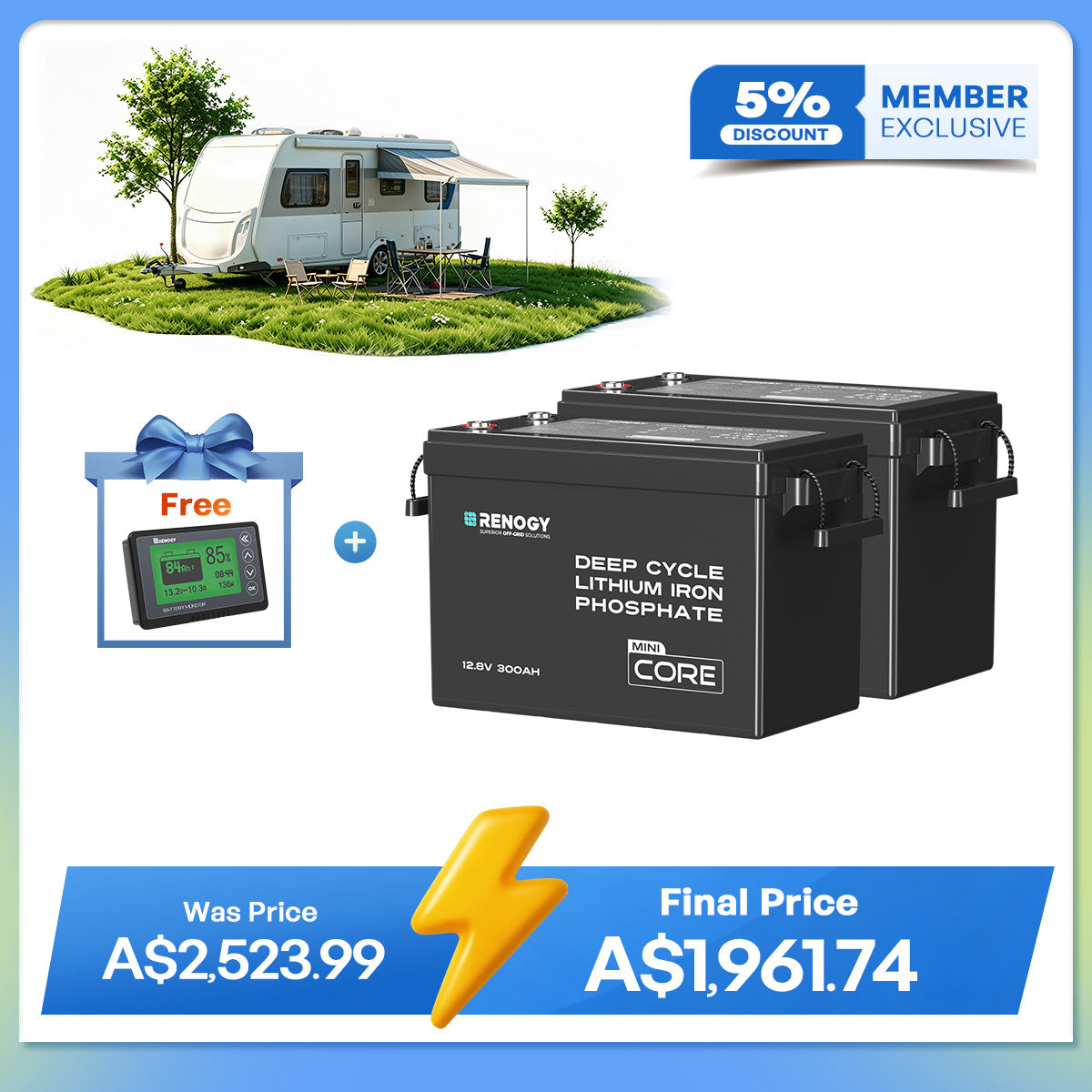 Mini Size 12.8V 300Ah LiFePO4 Lithium Battery w/ Low-Temperature Protection