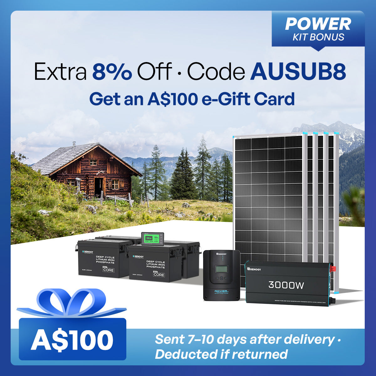 Renogy 10.24kWh Off-Grid Power Kit | 3000W Inverter, 60A MPPT