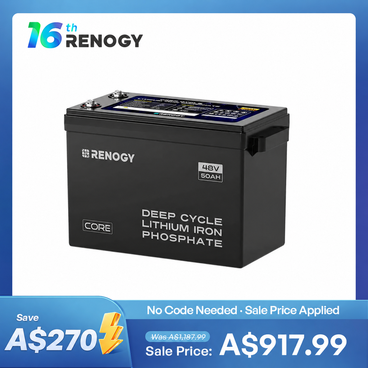 48V 50Ah Core Series Deep Cycle Lithium Iron Phosphate Battery