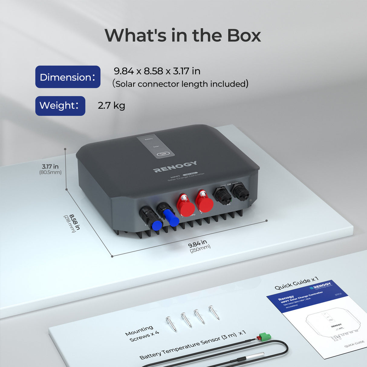 Dimension and Weight of 30A Solar Charge Controller