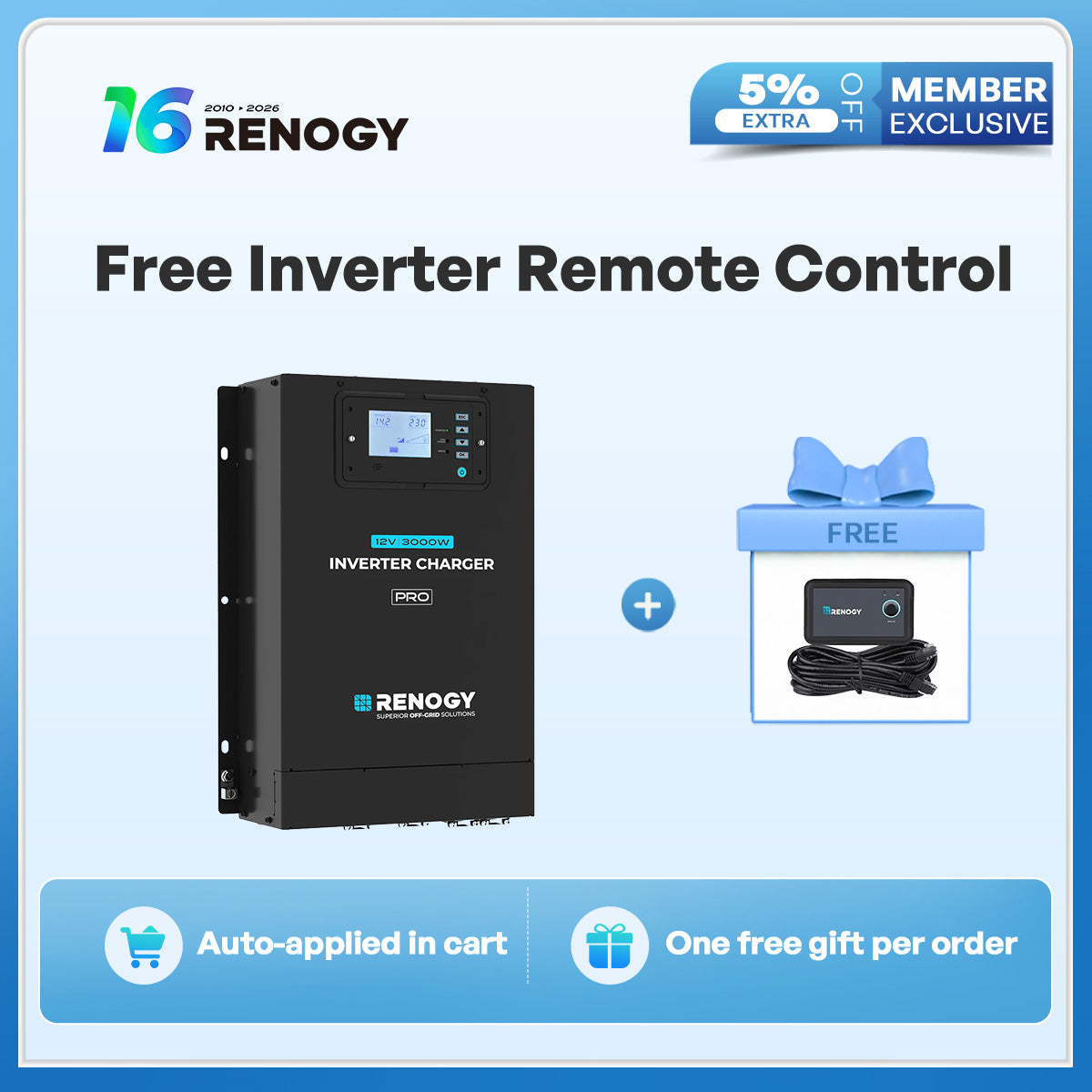 Renogy Pro 12V 3000W HF Inverter Charger