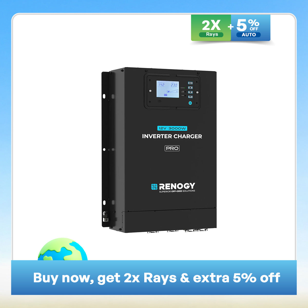 Renogy Pro 12V 3000W HF Inverter Charger