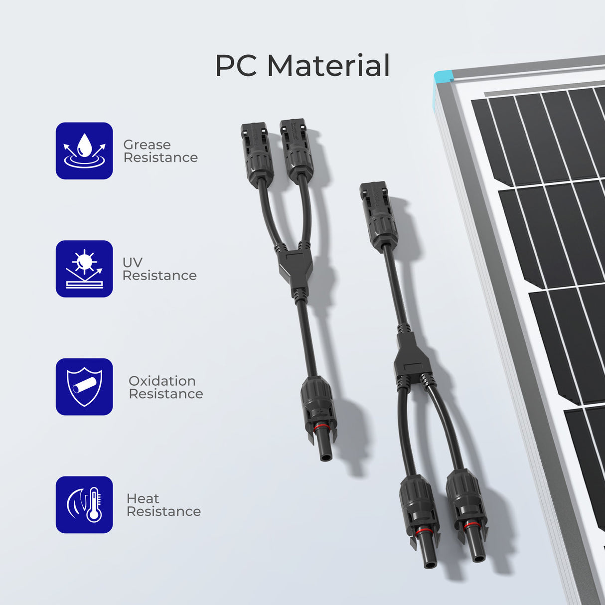 Solar Connectors Y Branch Parallel Adapter Cable MMF+FFM Pair