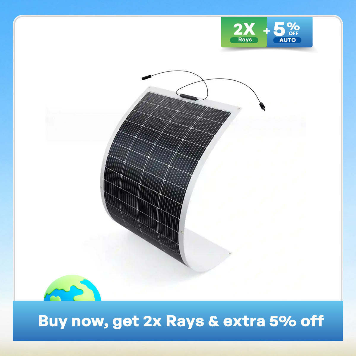 200 Watt 12 Volt Flexible and Lightweight Monocrystalline Solar Panel