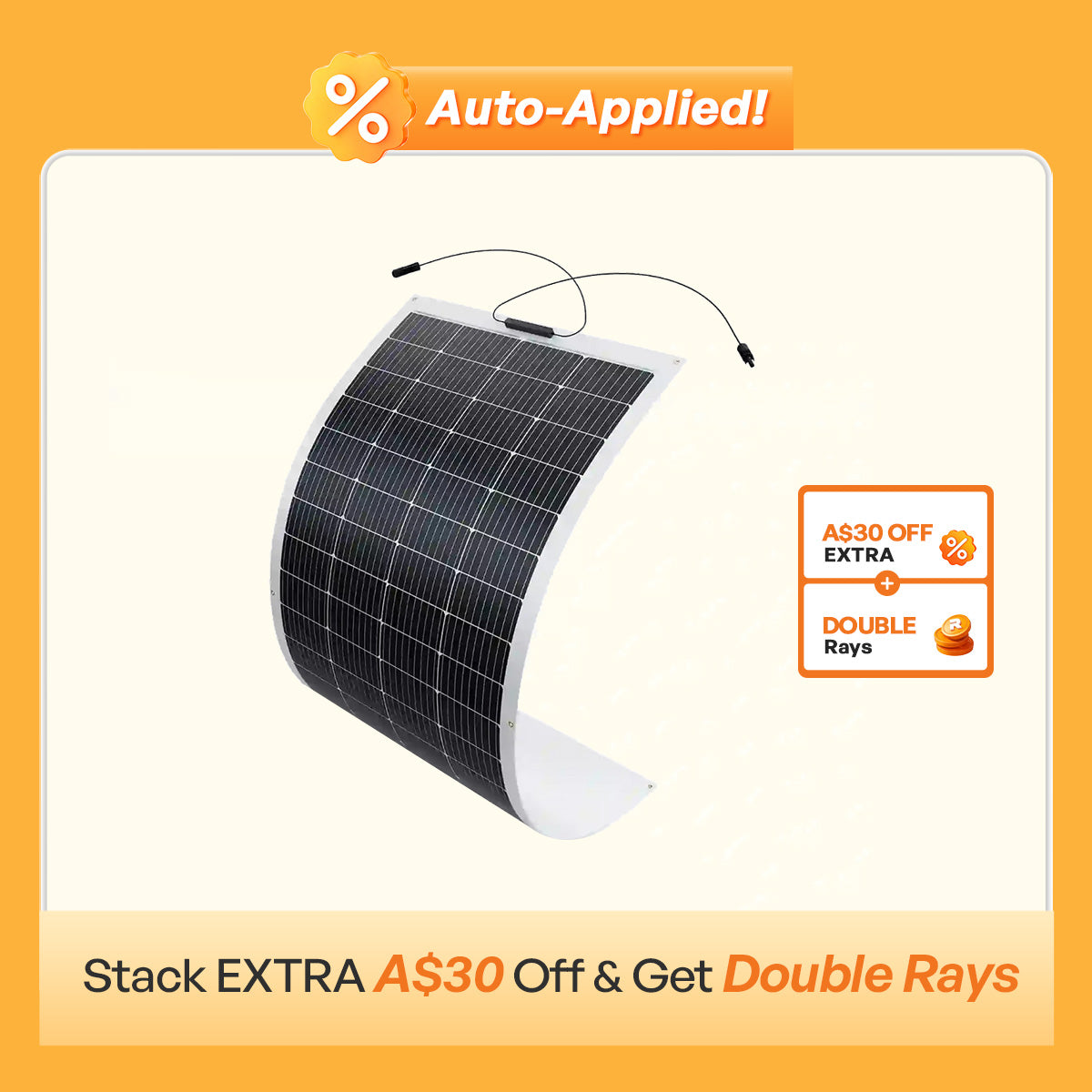 200 Watt 12 Volt Flexible and Lightweight Monocrystalline Solar Panel
