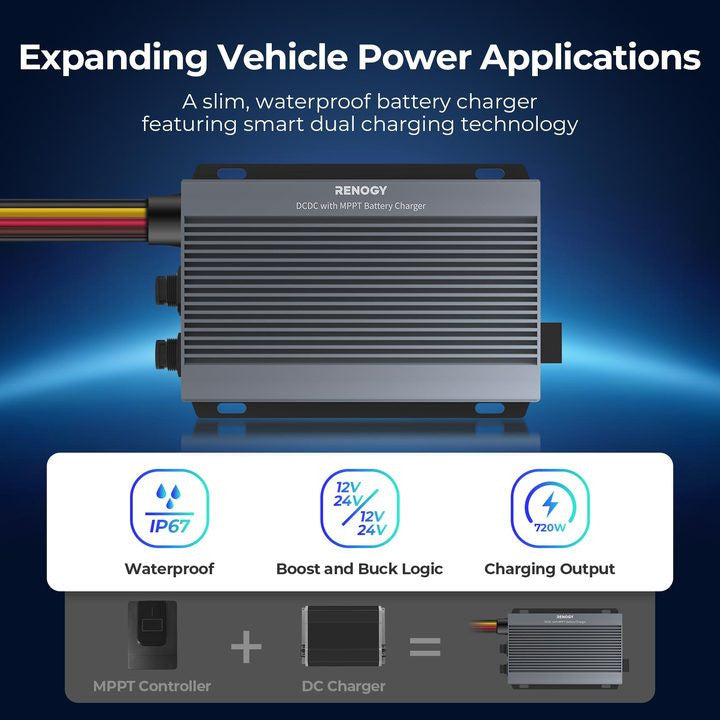 Renogy IP67 50A DC-DC  Battery Charger with MPPT with Renogy ONE Core
